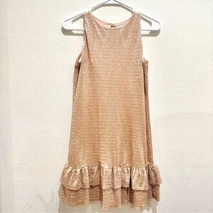 kate spade Girls Shimmery Rose Gold Ruffle Hem Dress